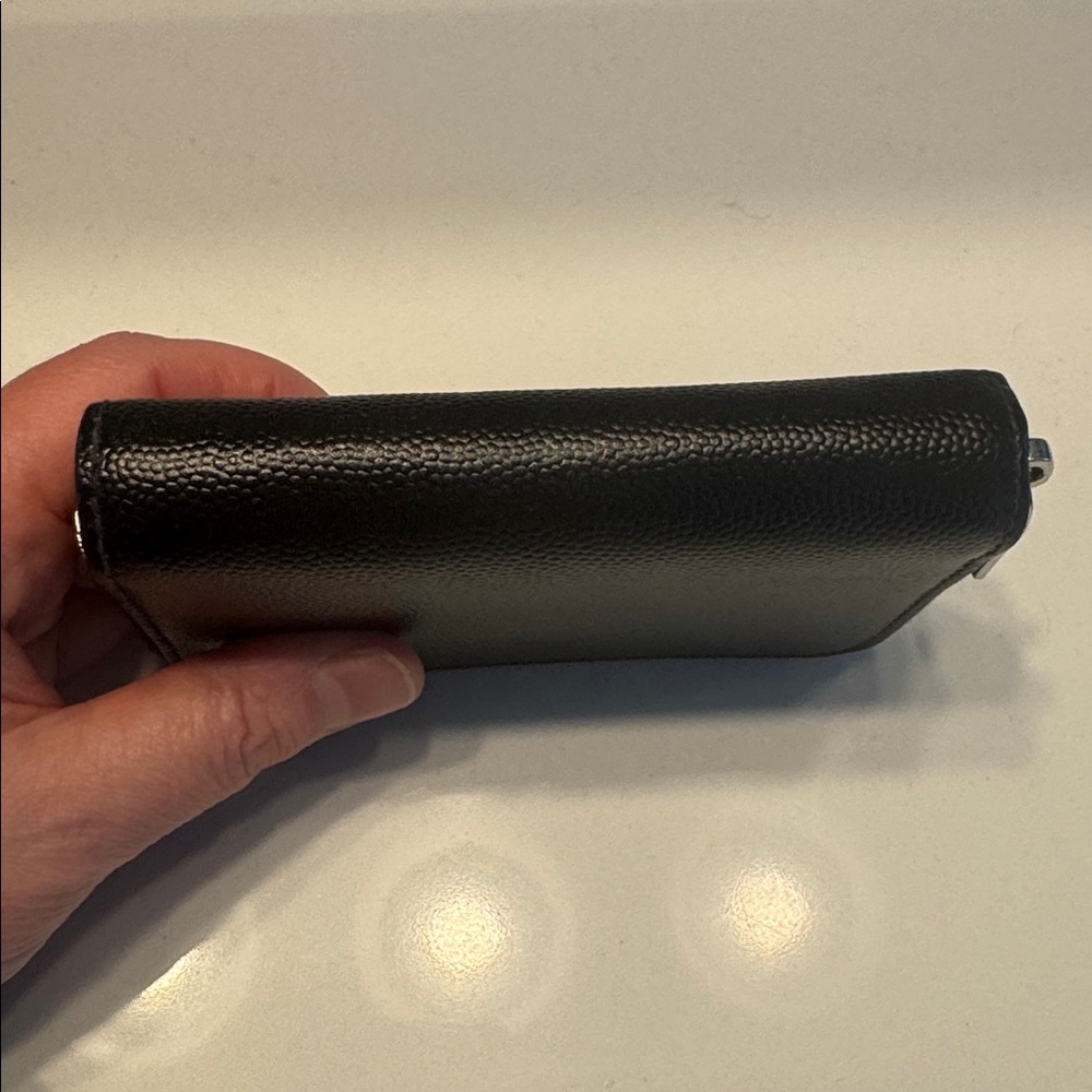 Saint Laurent Black Leather Zip-Around Card Wallet - Picture 6 of 10
